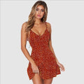 Vestido con falda Corta de Gasa con Tirantes y Estampado para Mujer