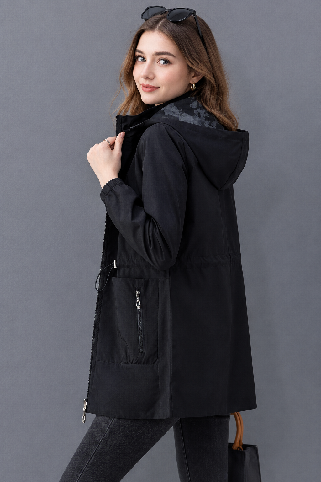Women's Casual Reversible Short Hooded Jacket