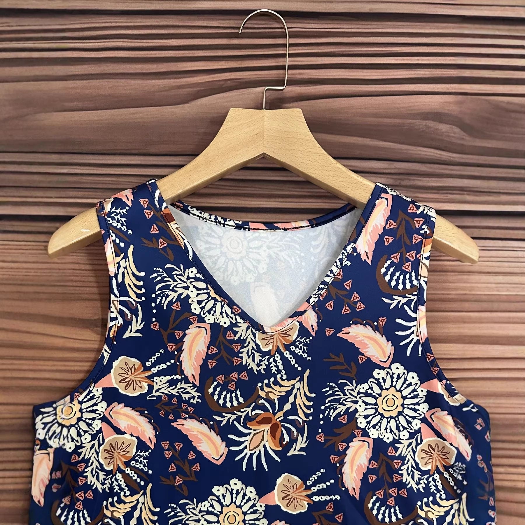 Vestido Bodysuit Floral con Escote V y Volantes para Mujer