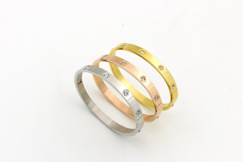 Pulseras de Acero Inoxidable Doradas para Mujer
