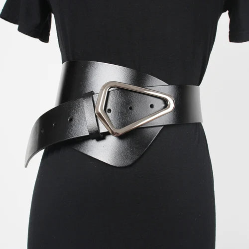Cinturón de Cuero Real Asimétrico para Mujer – Estilo Primavera