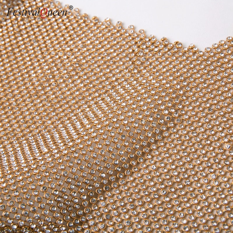 Top Crop de Lentejuelas con Escote V Profundo para Mujer