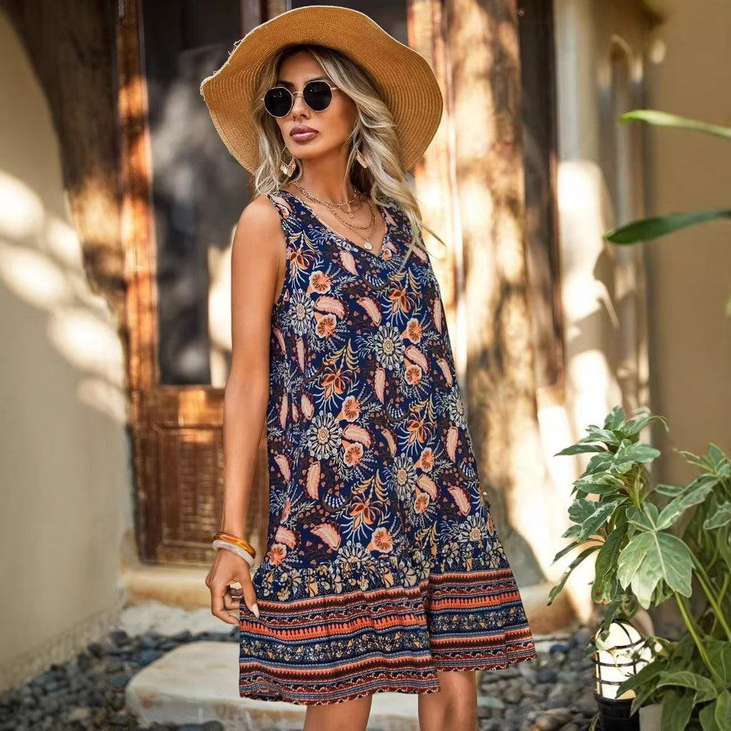 Vestido Bodysuit Floral con Escote V y Volantes para Mujer