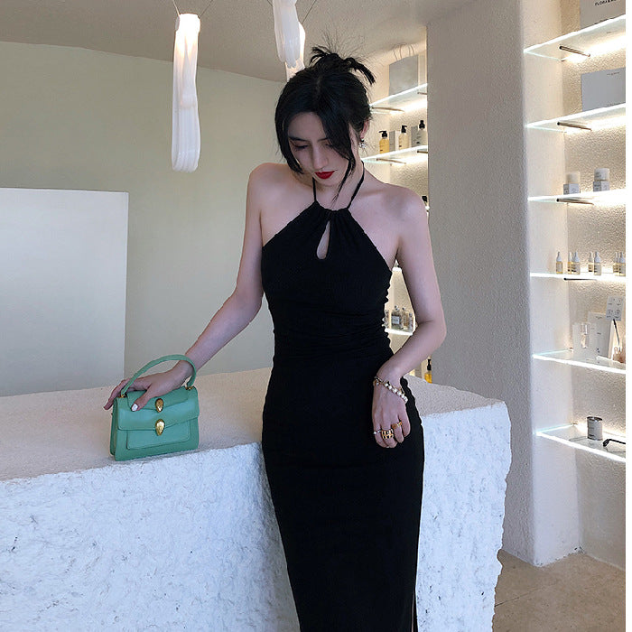 Vestido largo strapless bodycon negro para noche