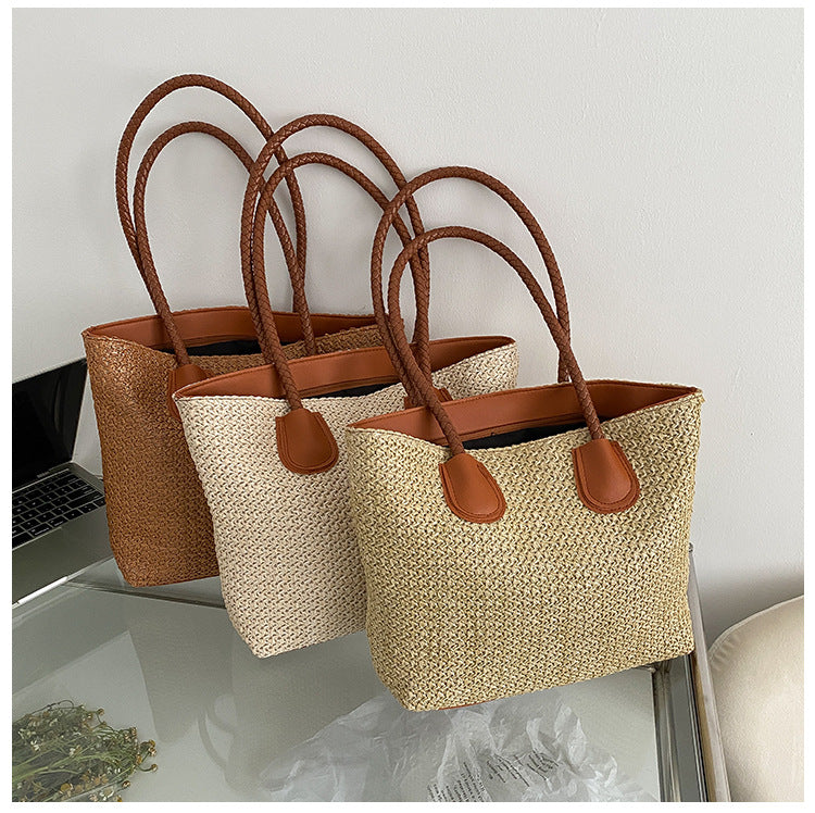 Bolso tote de rafia trenzada grande para verano