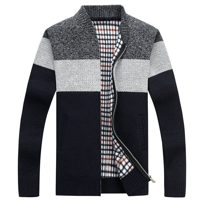 New Men's Sweaters Autumn Winter Warm Cashmere Wool Zipper Cardigan Sweaters Man Casual Knitwear Sweatercoat male clothe