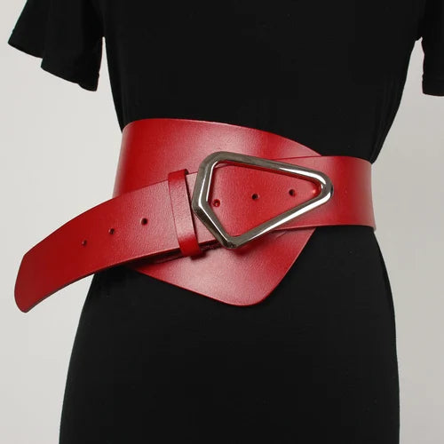 Cinturón de Cuero Real Asimétrico para Mujer – Estilo Primavera