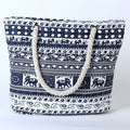 Bolso de lona con estampado de elefantes y flores