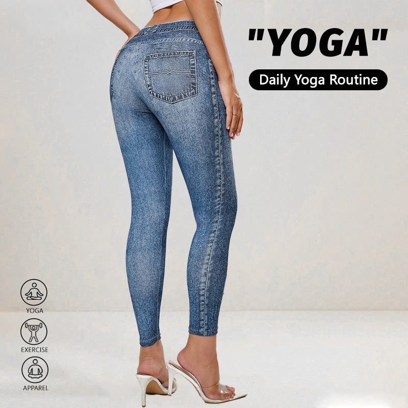 Leggings Efecto Vaquero con Levanta Glúteos para Mujer – Yoga y Fitness