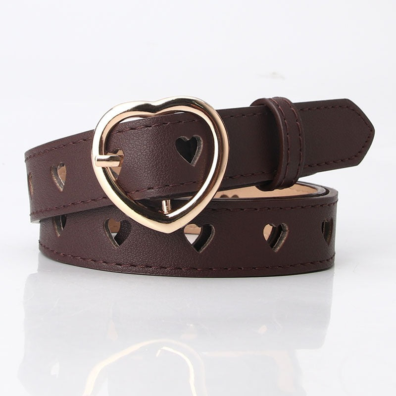 Cinturon Decorativo con Corazones Calados para Mujer - Estilo Dulce
