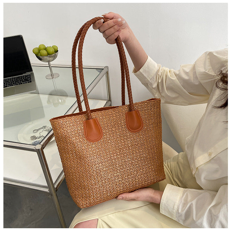 Bolso tote de rafia trenzada grande para verano