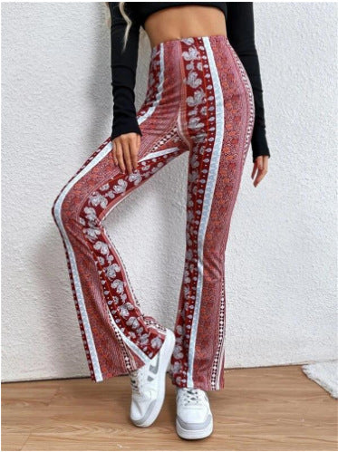Pantalones Campana Bohémios de Cintura Elástica para Mujer