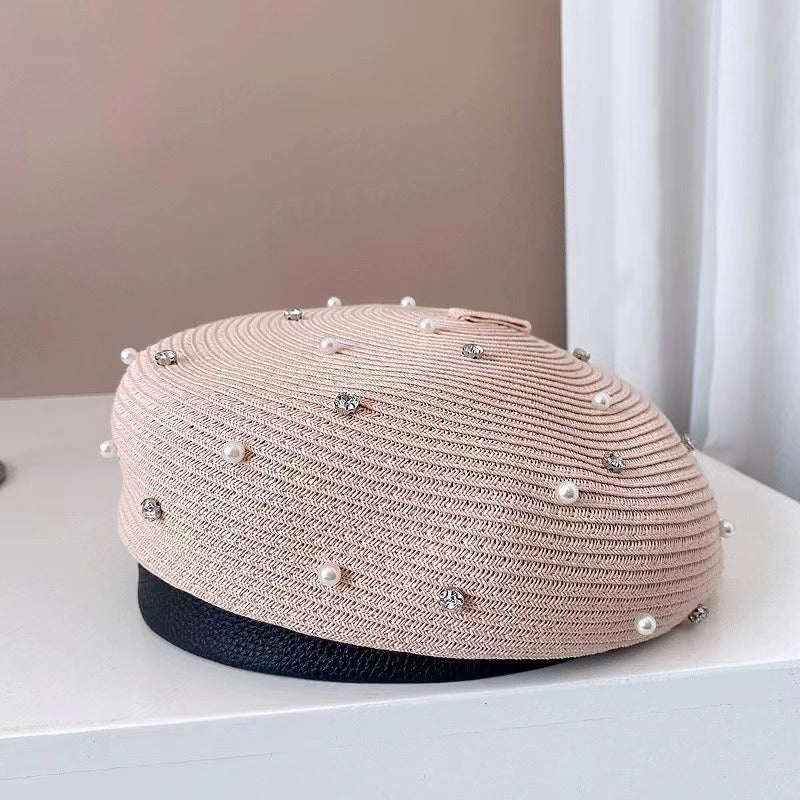Boina Estilo Japonés con Perlas y Strass para Mujer