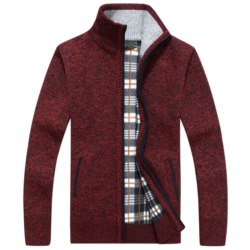 New Men's Sweaters Autumn Winter Warm Cashmere Wool Zipper Cardigan Sweaters Man Casual Knitwear Sweatercoat male clothe