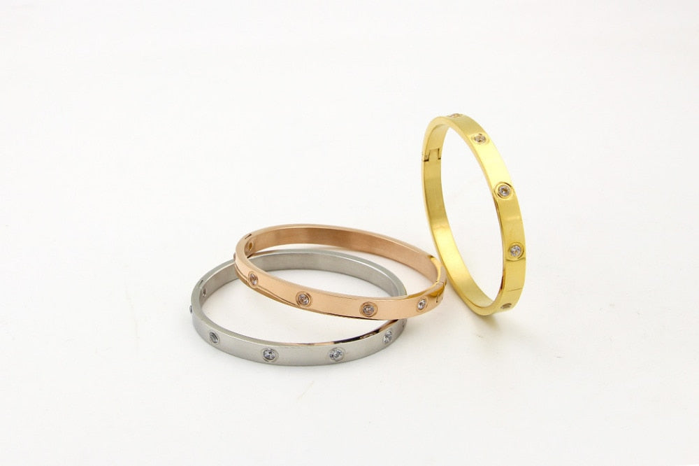 Pulseras de Acero Inoxidable Doradas para Mujer