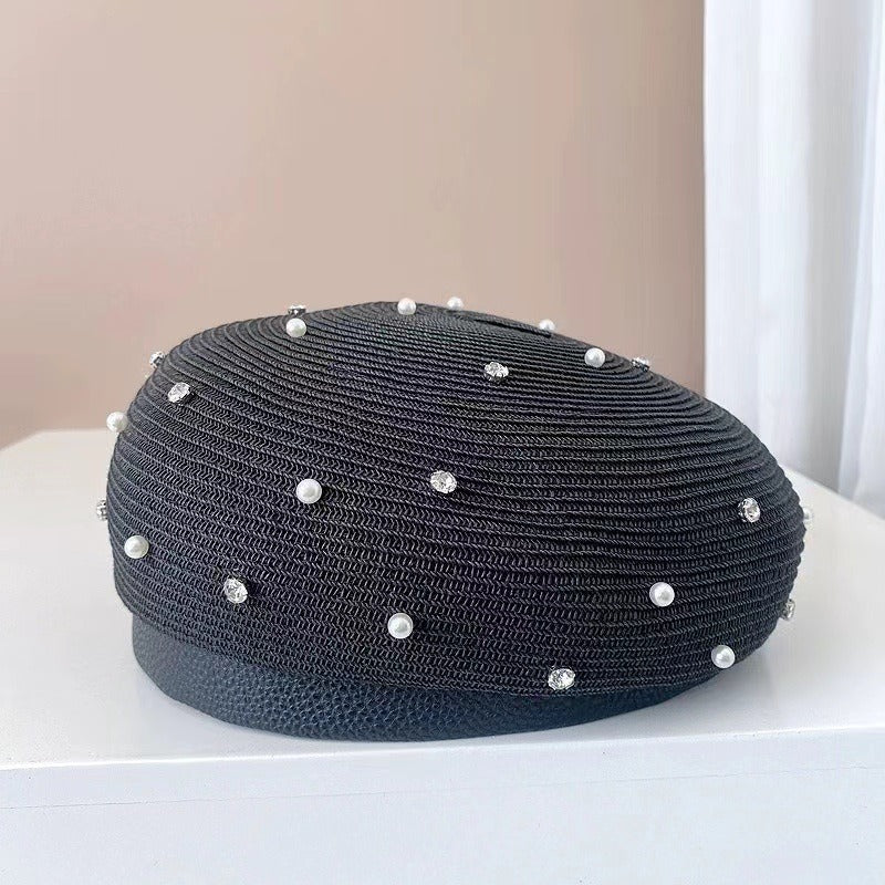 Boina Estilo Japonés con Perlas y Strass para Mujer