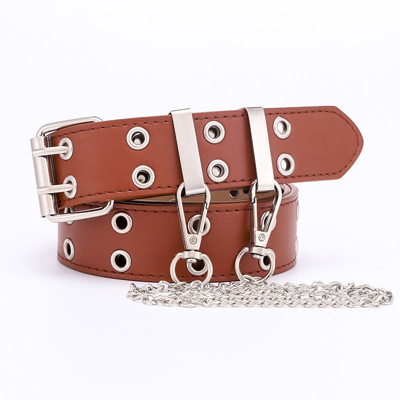 Cinturon Punk Hip Hop con Cadena Decorativa para Mujer - Estilo Urbano