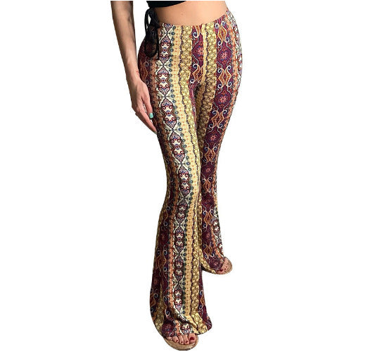 Pantalones Campana Bohémios de Cintura Elástica para Mujer