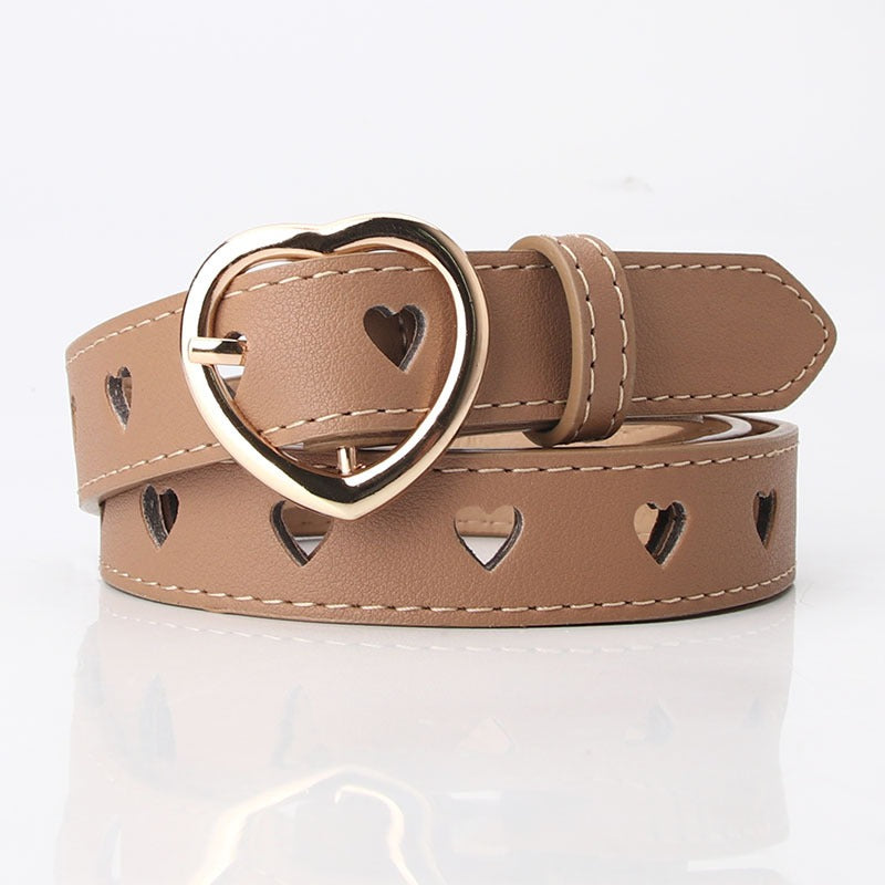 Cinturon Decorativo con Corazones Calados para Mujer - Estilo Dulce