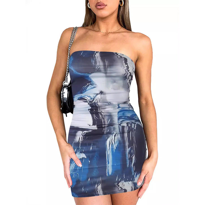 Vestido Bodycon Estampado Sin Tirantes para Mujer – Ajustado y Sexy