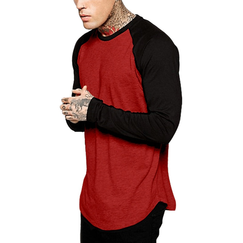 URSPORTTECH Brand Fashion Men's Long Sleeve T-shirt Autumn Winter Casual Vintage Patchwork Top Blouse Cotton Homme tshirt S-4XL