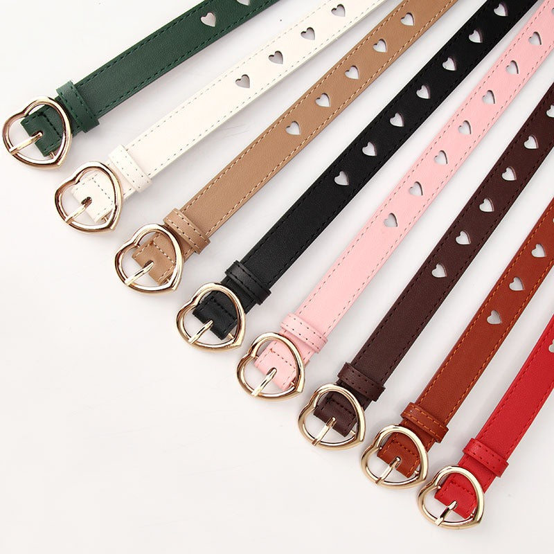 Cinturon Decorativo con Corazones Calados para Mujer - Estilo Dulce