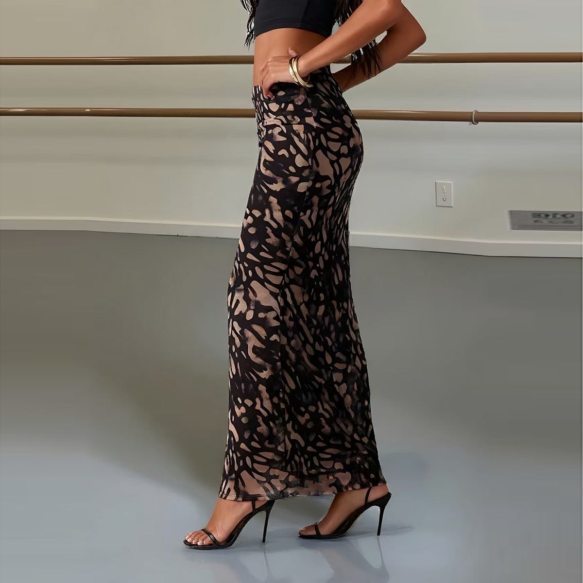 Falda Sirena Estampada de Tiro Bajo para Mujer