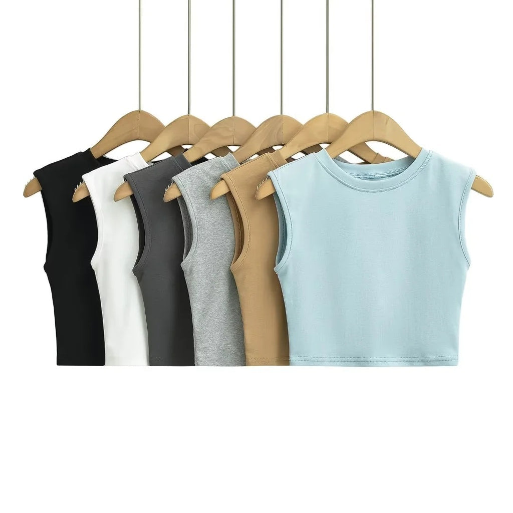 Women's Sleeveless Slim Fit Crop Top