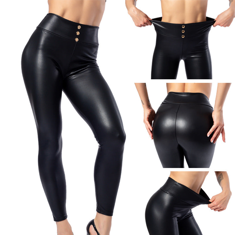 Leggings de Cuero Sintético para Mujer – Cintura Alta y Efecto Push Up