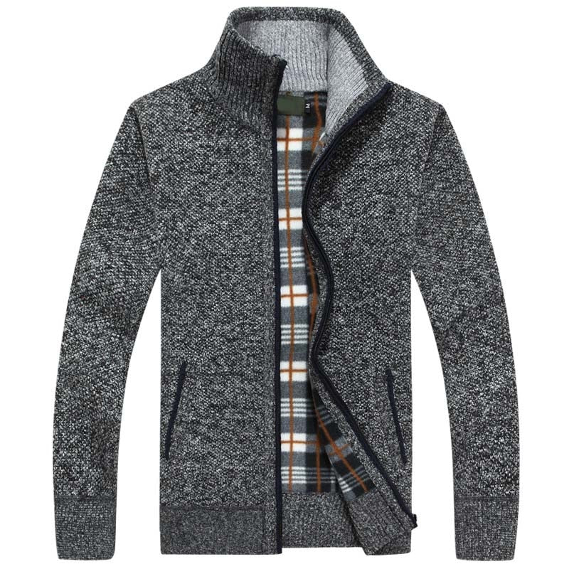New Men's Sweaters Autumn Winter Warm Cashmere Wool Zipper Cardigan Sweaters Man Casual Knitwear Sweatercoat male clothe