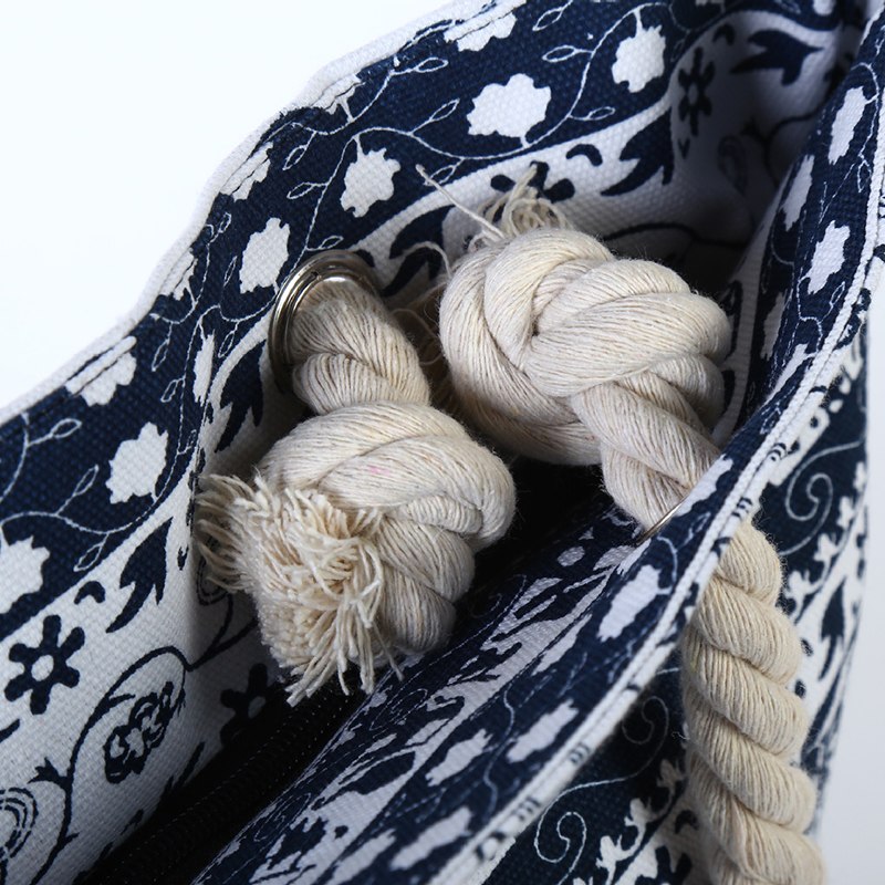 Bolso de lona con estampado de elefantes y flores