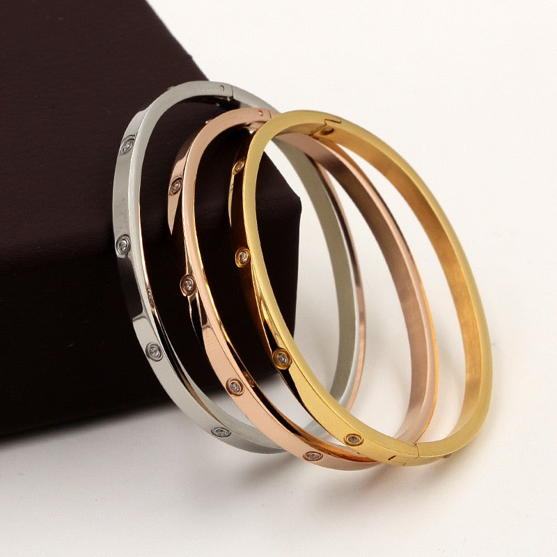 Pulseras de Acero Inoxidable Doradas para Mujer