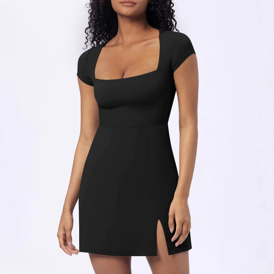 Vestido A-Line Elegante sin Mangas con Abertura Alta para Mujer