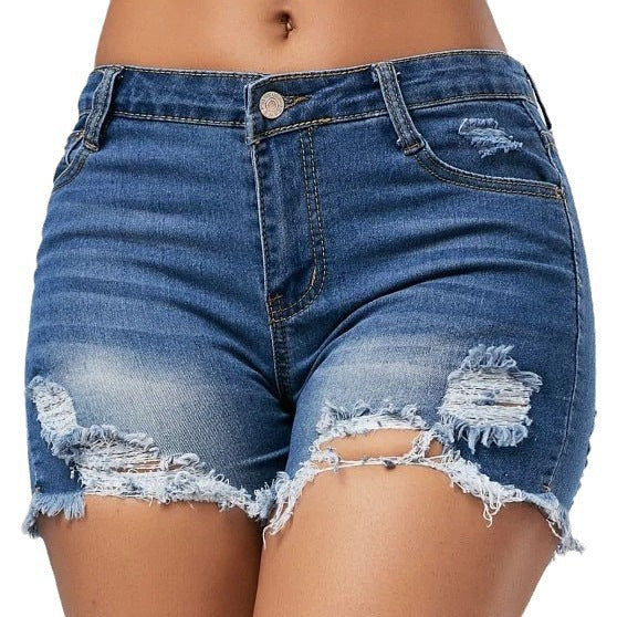 Shorts Vaqueros con Flecos y Detalle Roto para Mujer