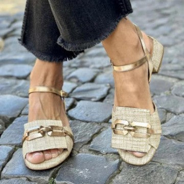 Sandalias de Verano con Tacón Cuadrado y Hebilla para Mujer