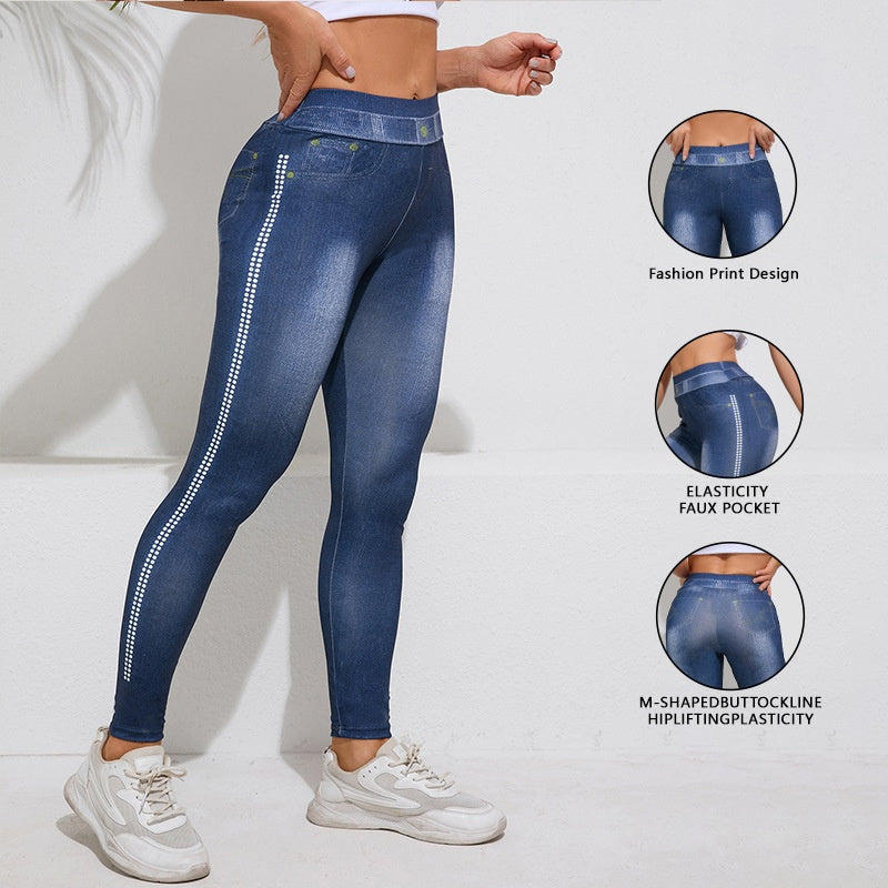 Leggings Efecto Vaquero con Levanta Glúteos para Mujer – Yoga y Fitness