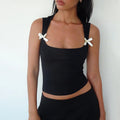 Camisola strapless con lazo estilo Y2K