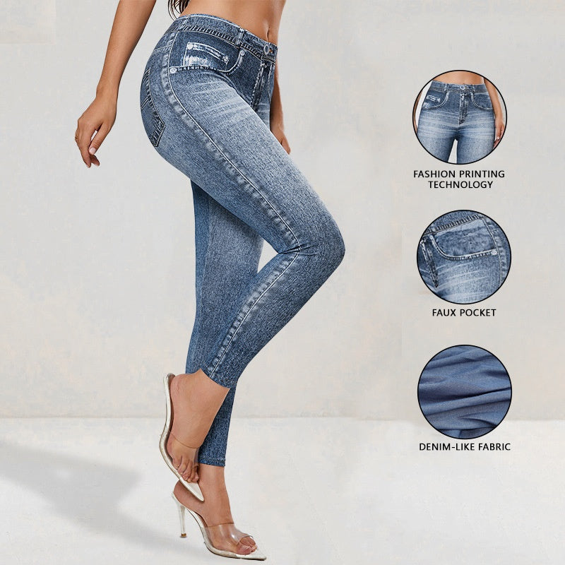 Leggings Efecto Vaquero con Levanta Glúteos para Mujer – Yoga y Fitness