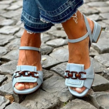Sandalias de Verano con Tacón Cuadrado y Hebilla para Mujer