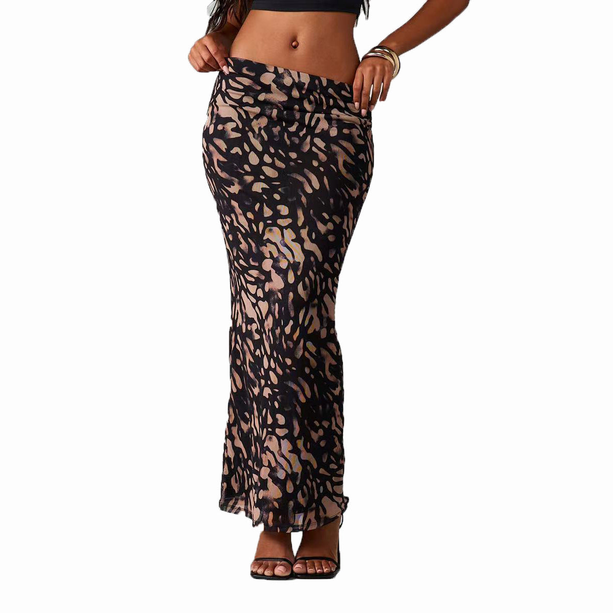 Falda Sirena Estampada de Tiro Bajo para Mujer