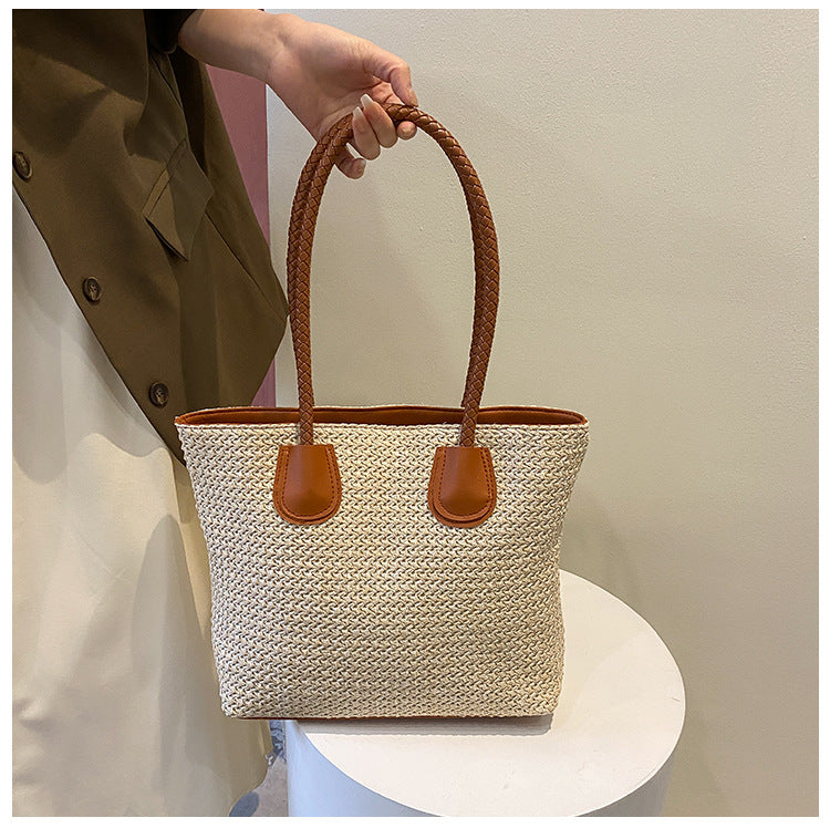 Bolso tote de rafia trenzada grande para verano