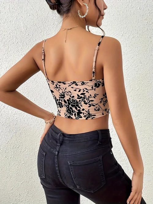Camiseta de Tirantes Estampada con Escote Redondo para Mujer