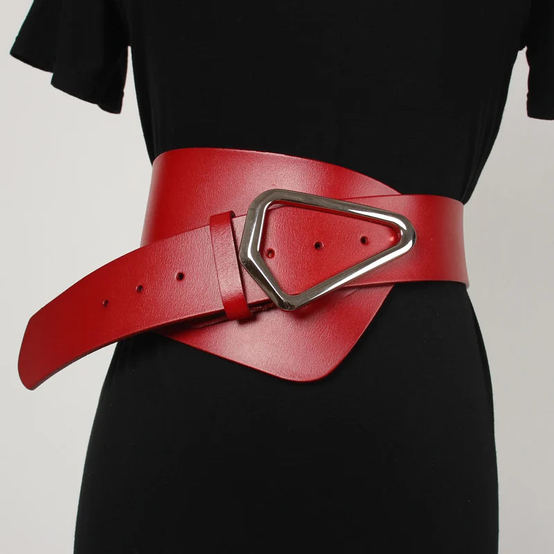 Cinturón de Cuero Real Asimétrico para Mujer – Estilo Primavera