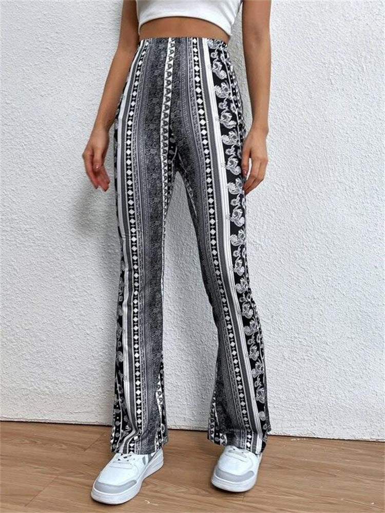 Pantalones Campana Bohémios de Cintura Elástica para Mujer