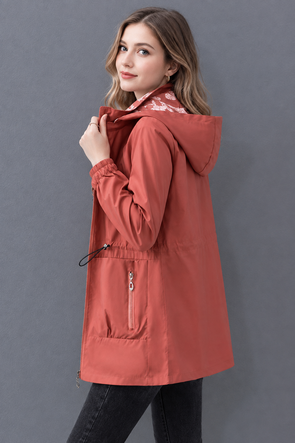 Women's Casual Reversible Short Hooded Jacket