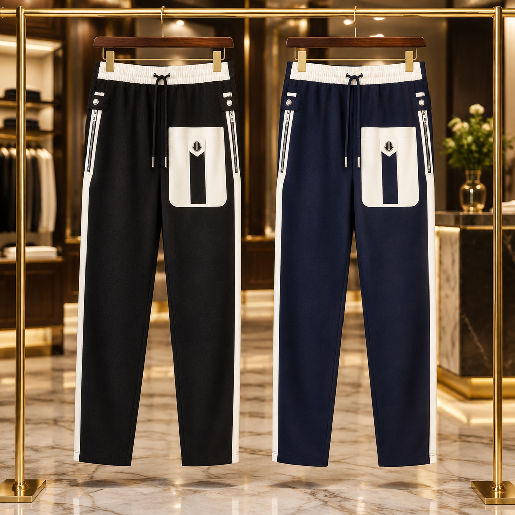 Light Luxury Fall Winter Fashion Trendy Brand Color Contrast Patchwork Space Cotton Pants Men