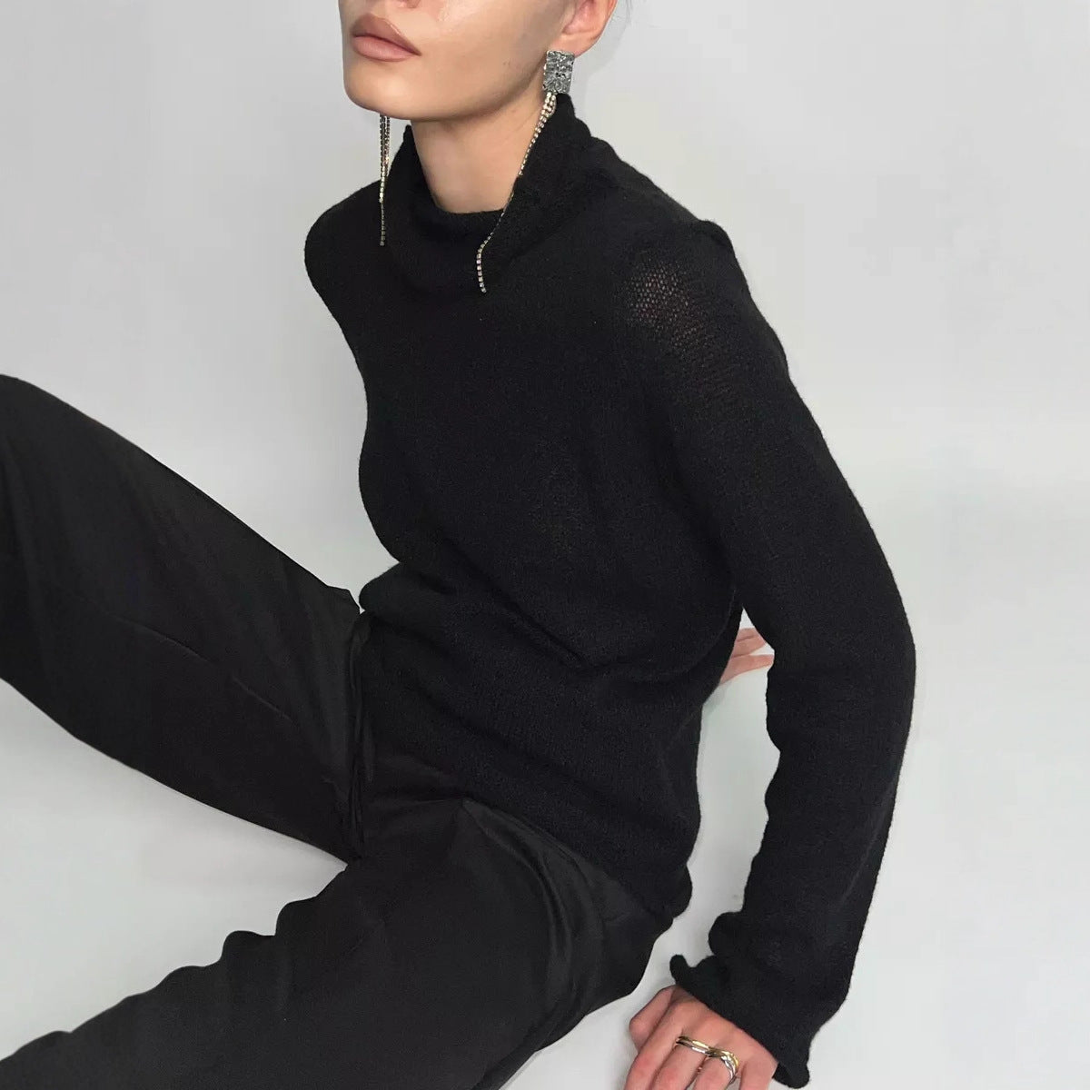 Jersey Calado Holgado de Manga Larga para Mujer – Estilo Boho