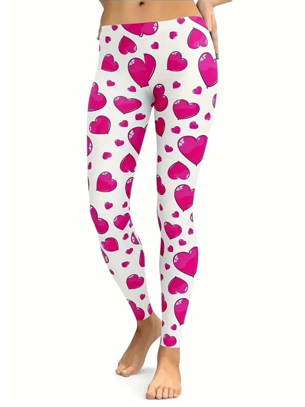 Pantalones Pitillo con Estampado de Corazones para Mujer