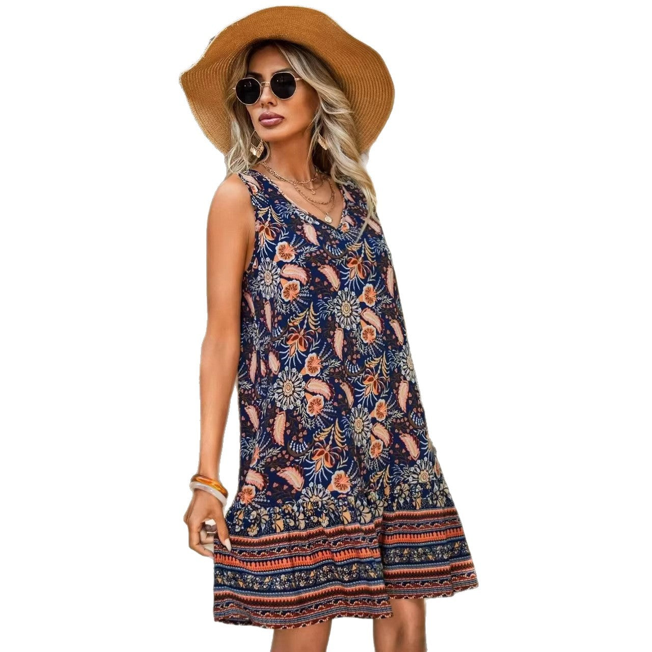 Vestido Bodysuit Floral con Escote V y Volantes para Mujer