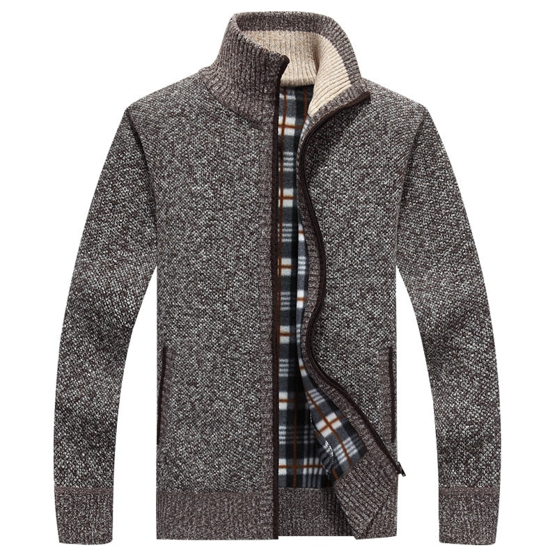 New Men's Sweaters Autumn Winter Warm Cashmere Wool Zipper Cardigan Sweaters Man Casual Knitwear Sweatercoat male clothe